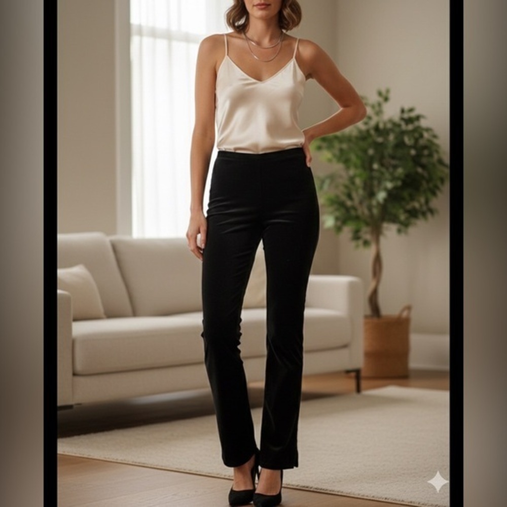 Vtg R Wear Rampage Size 7 Black Velour Velvet High Rise Trouser Dress Pants Y2K